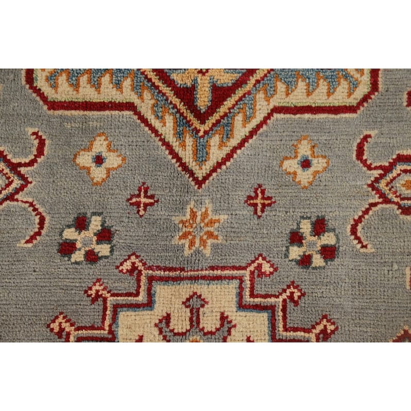 Kazak Accent Rug Handmade Traditional Grey Wool Carpet - 4'1" x 6'0"