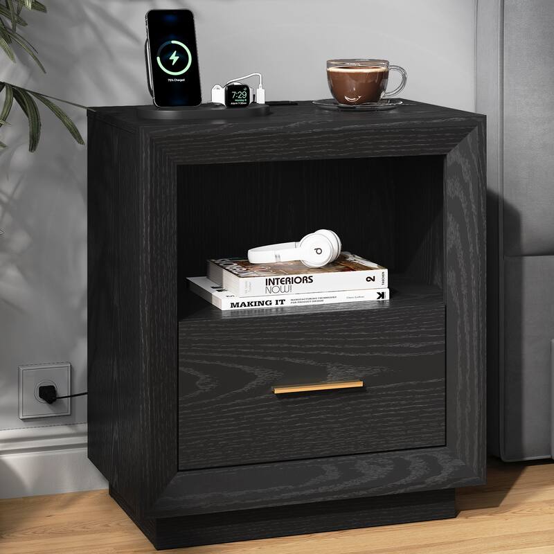 Modern Nightstand with Charging Station