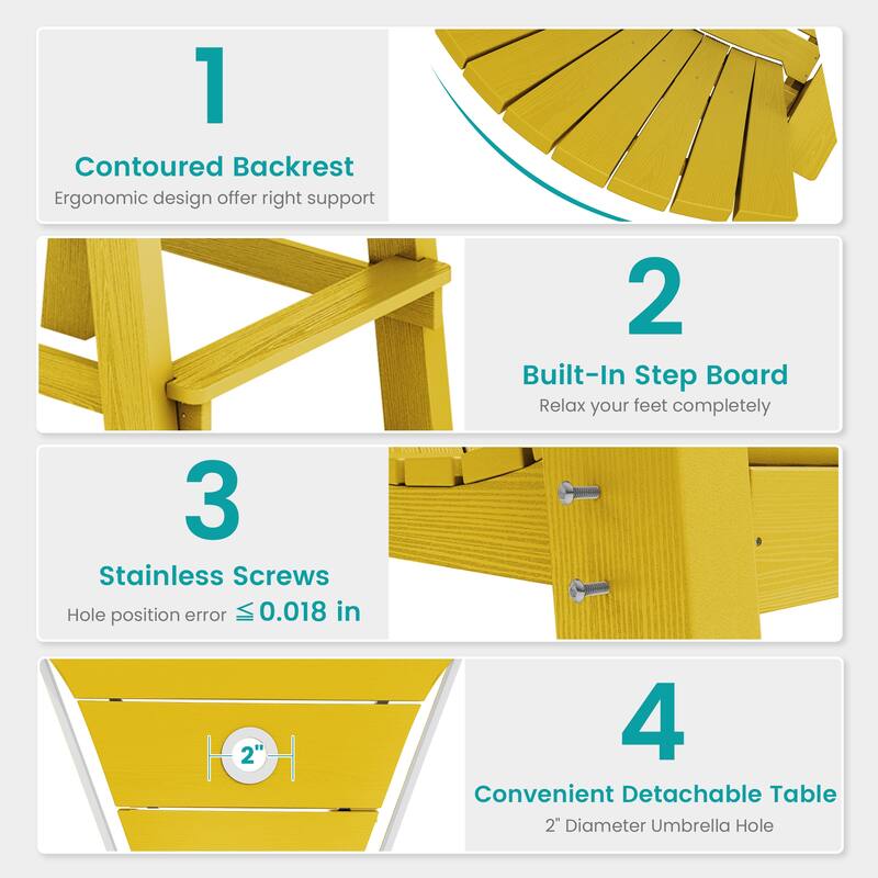 Outdoor Tall Adirondack Chair Set of 2 with Connecting Tray