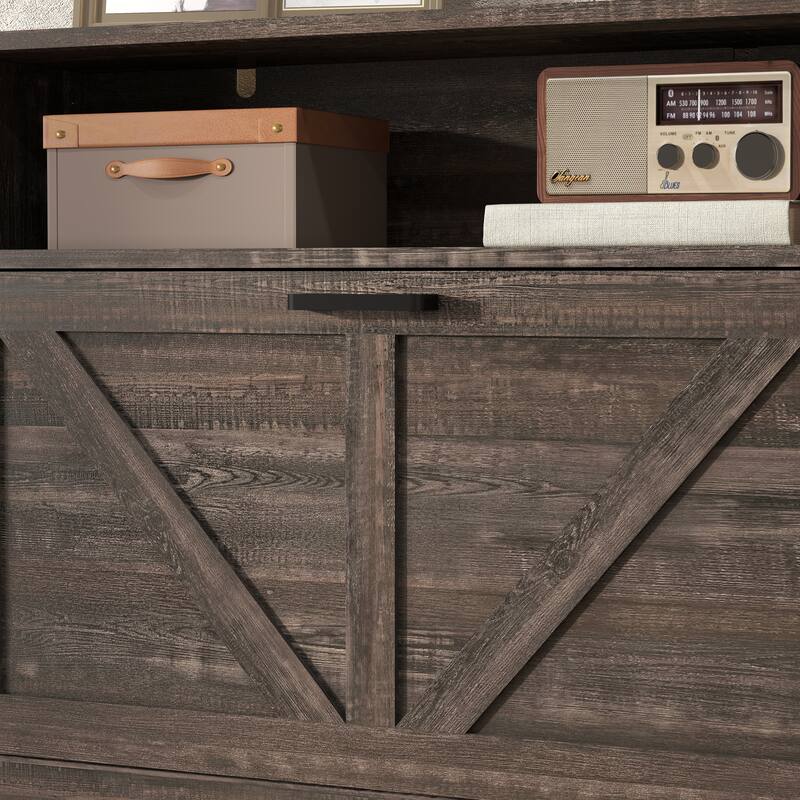 GDFStudio - Charlotte Farmhouse Shoe Storage Cabinet with Barn Door Elegance and Smart Organization
