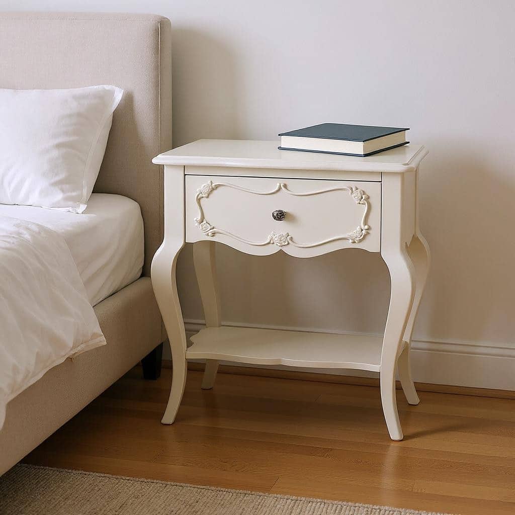 HomeRoots 26" Solid Wood And Mirrored Glass Nightstand