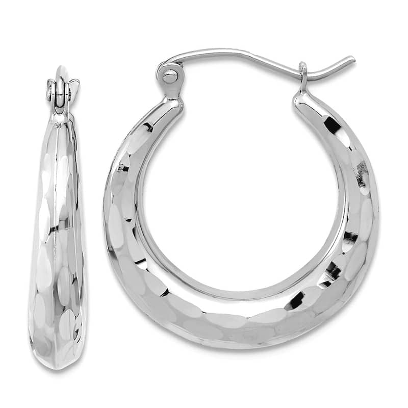 Curata 14k Yellow or White Gold Faceted Crescent Hoop Earrings 22.73x3.5mm - White