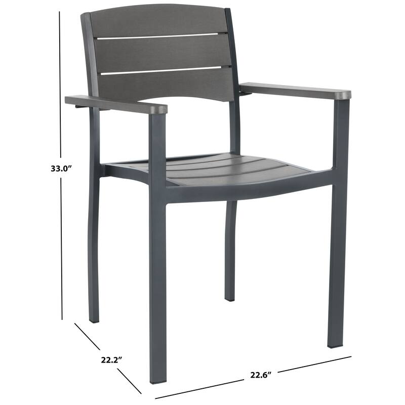 SAFAVIEH Outdoor Jayde Chair - Grey (Set of 2) - 23Wx22Dx33H