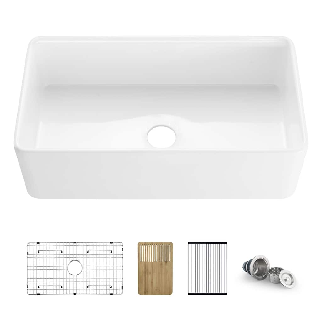 Pure 33 Inch Kitchen Farmhouse Fireclay Workstation Sink