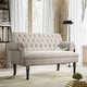preview thumbnail 1 of 3, Linen Textured Fabric Settee Button Tufted Scrolled Arm Love Seat Sofa