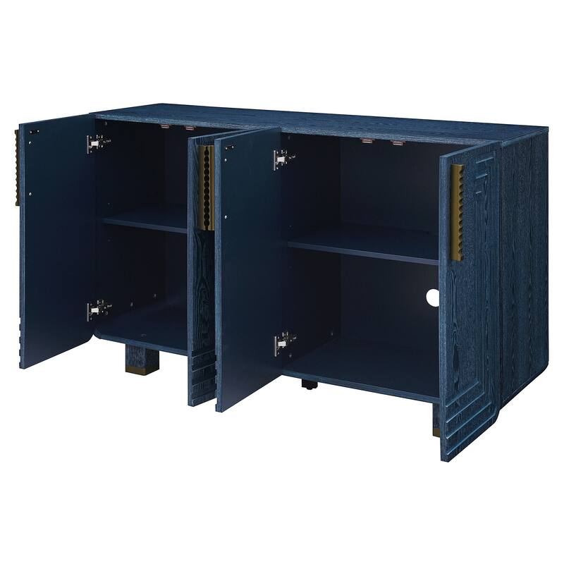 54" Retro Buffet Cabinet with Storage, 4-Door Vintage Fluted Sideboard Cabinet with Adjustable Shelves