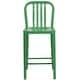 preview thumbnail 103 of 116, 2 Pack 24'' High Metal Indoor-Outdoor Counter Height Stool w/ Vertical Slat Back