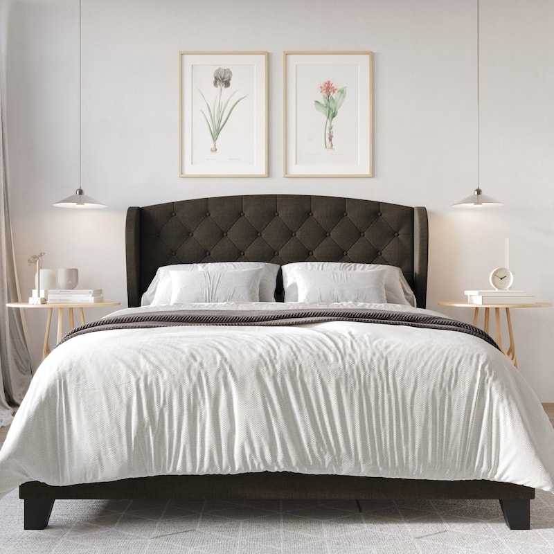 Clayfell Hartford Tufted Upholstered Panel Bed - Full - Dark Brown