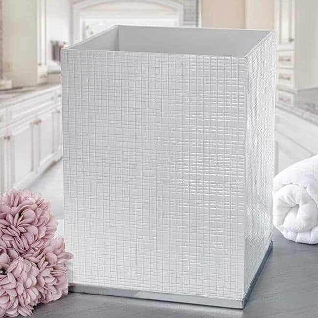 Creative Scents Estella White Waste Basket for Bathroom Bed Bath