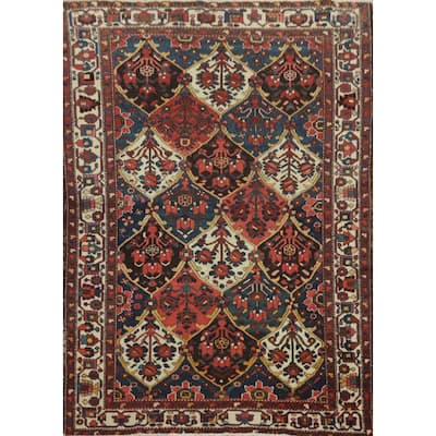 Hand Knotted Oriental 100% Wool Carpet Traditional Geometric Multi-Colored Bakhtiari Area Rug - 6' 5'' X 4' 8''