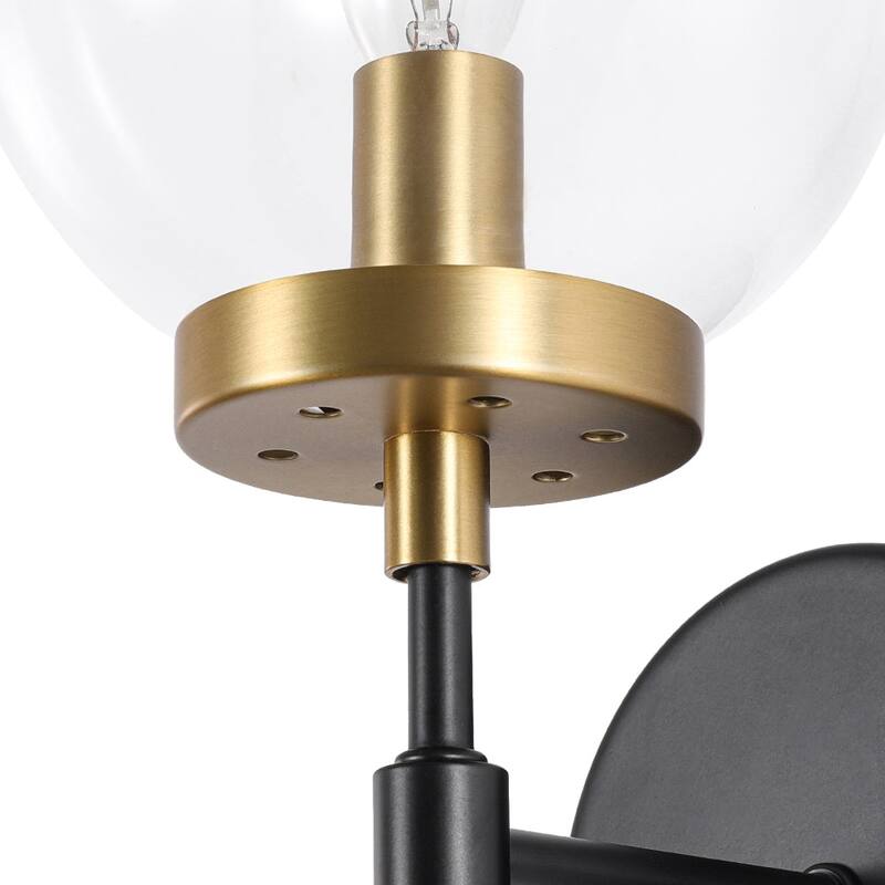 Modern 1-Light Two-Tone Clear Glass Armed Wall Sconce - 5.9 in