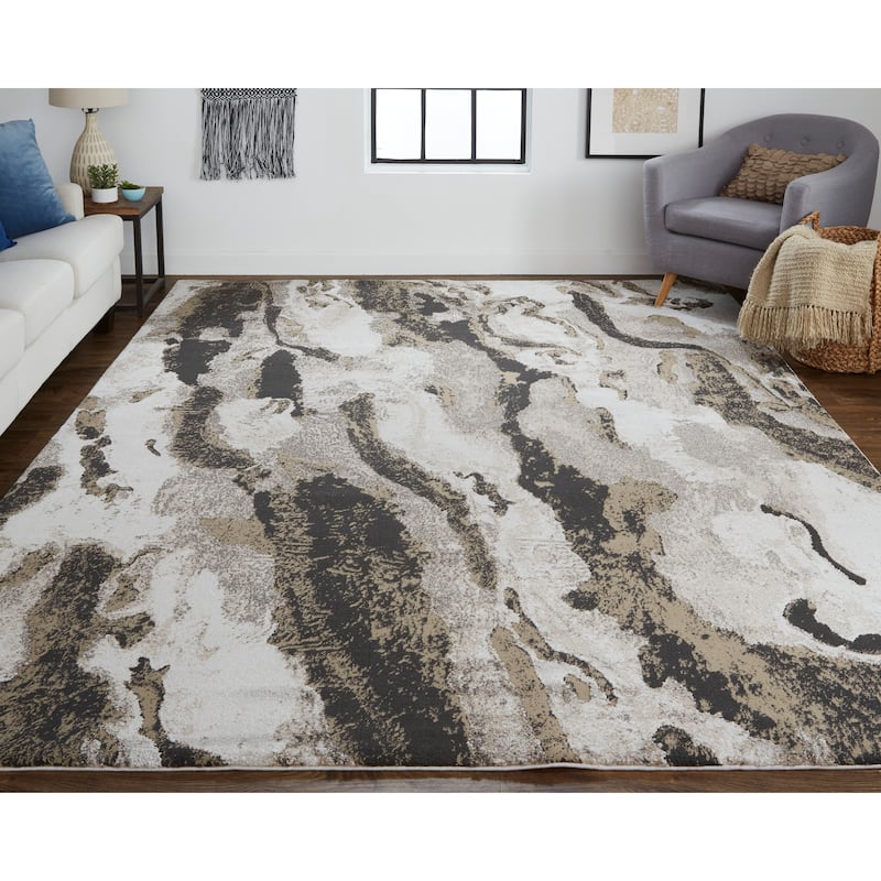 Grand Bazaar Kayden Machine Made Abstract Modern Area Rug