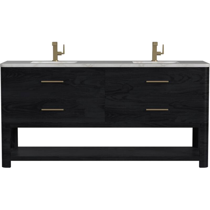 James Martin Vanities D704-V72-3VSL Lucian 72" Free Standing Double - Carbon Oak