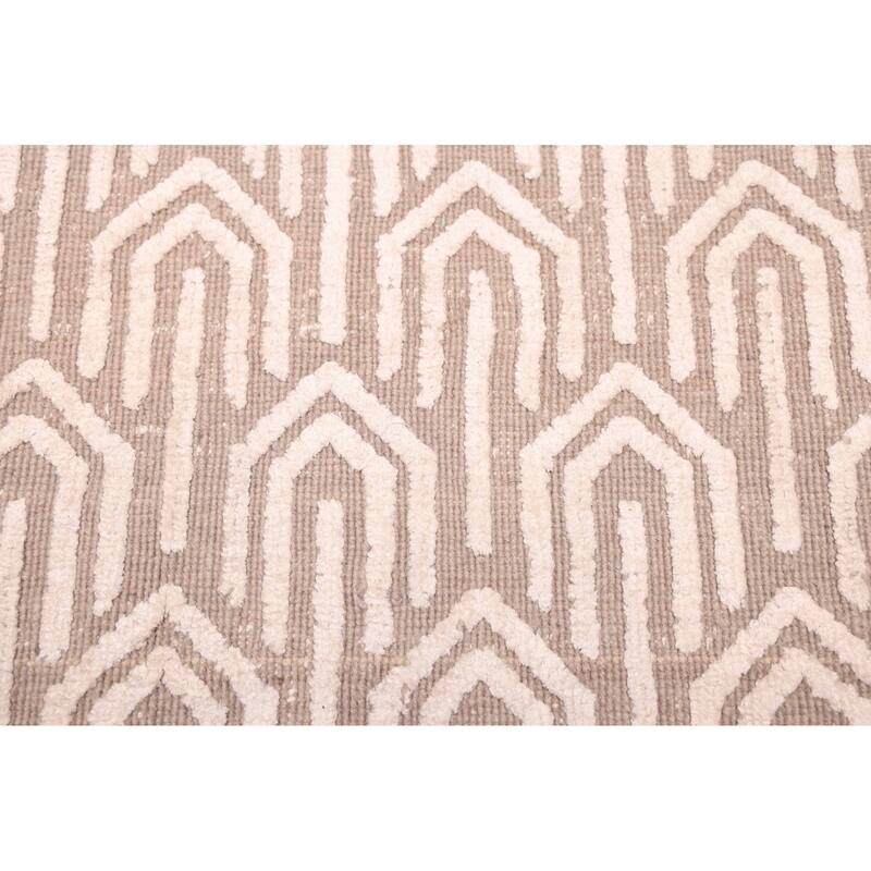 ECARPETGALLERY Hand Loomed Elysian Ivory Viscose, Wool Rug - 8'0 x 10'3