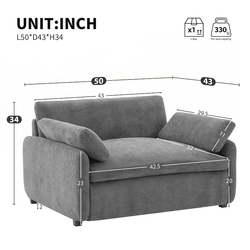Oversized Chenille Single Sofa Chair