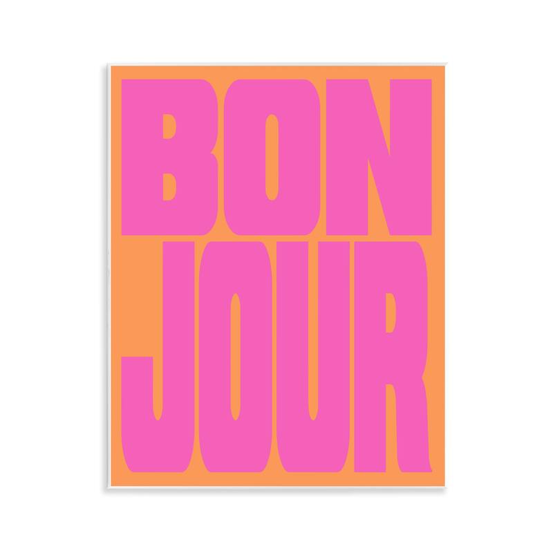 Stupell Bonjour Pink & Orange Wall Plaque Art Design By House of Lulu - 11 x 14