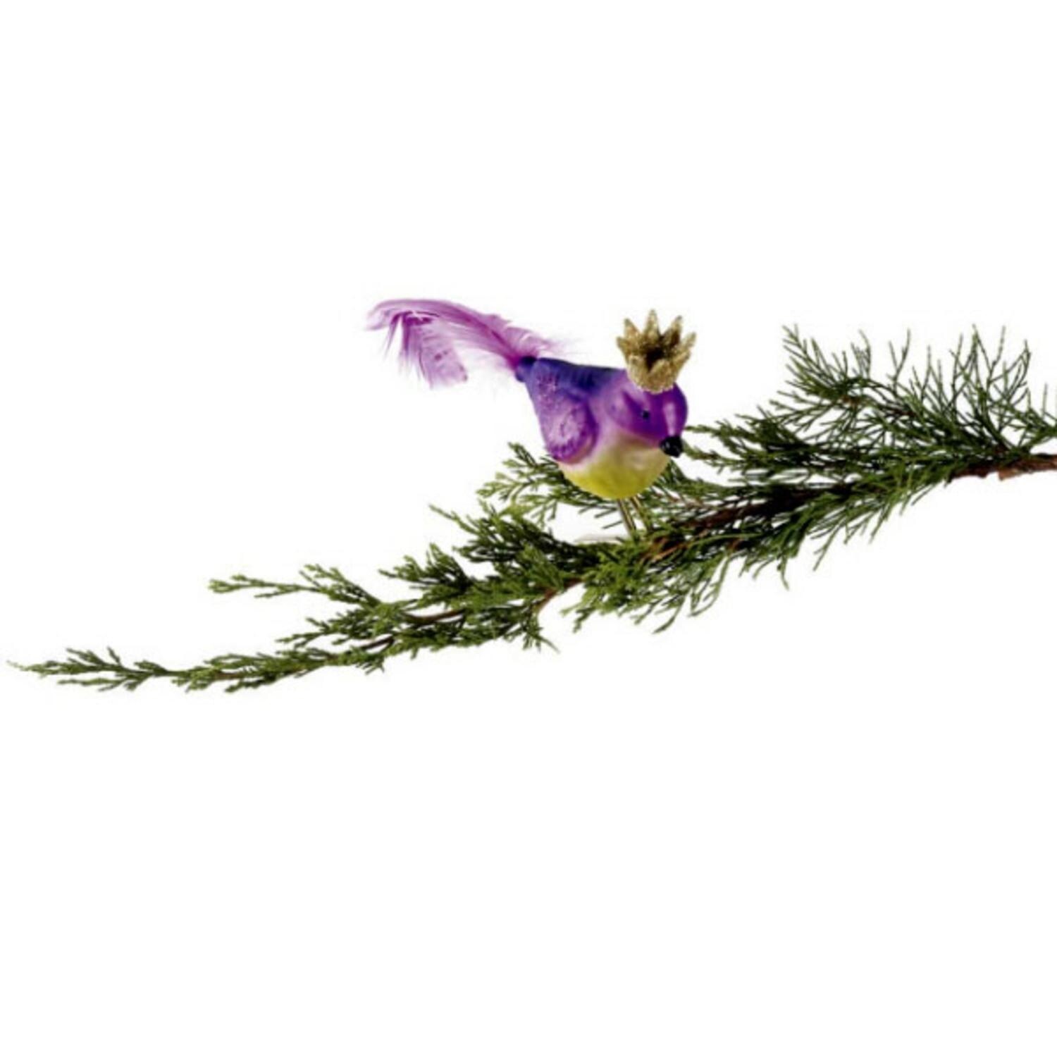 Shop 8 Purple And Green Glass Bird With Crown Clip On Christmas