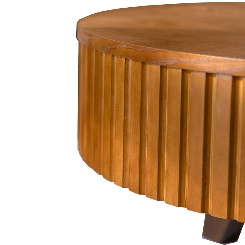 31.5" Retro Round Coffee Table with Storage Space, Suitable for Living Room and Office