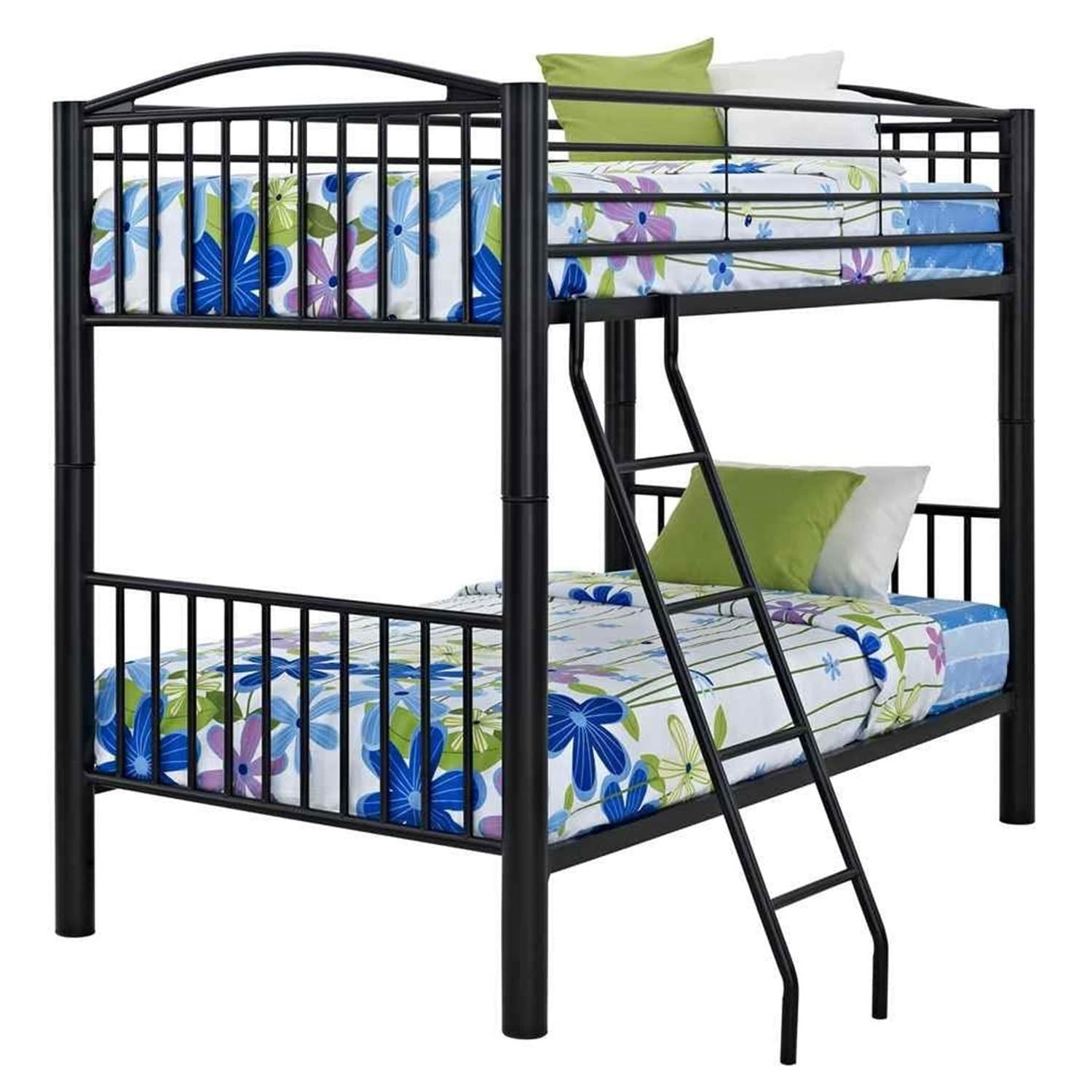 Victorian Bunk Bed - Full Over Full Metal Frame - Black Finish - Space Saving Design