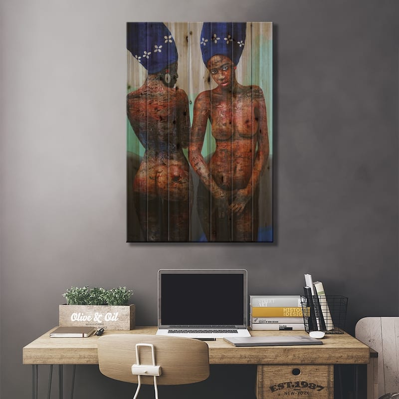 Scarifice Print On Wood by Segun Aiyesan - Multi-Color