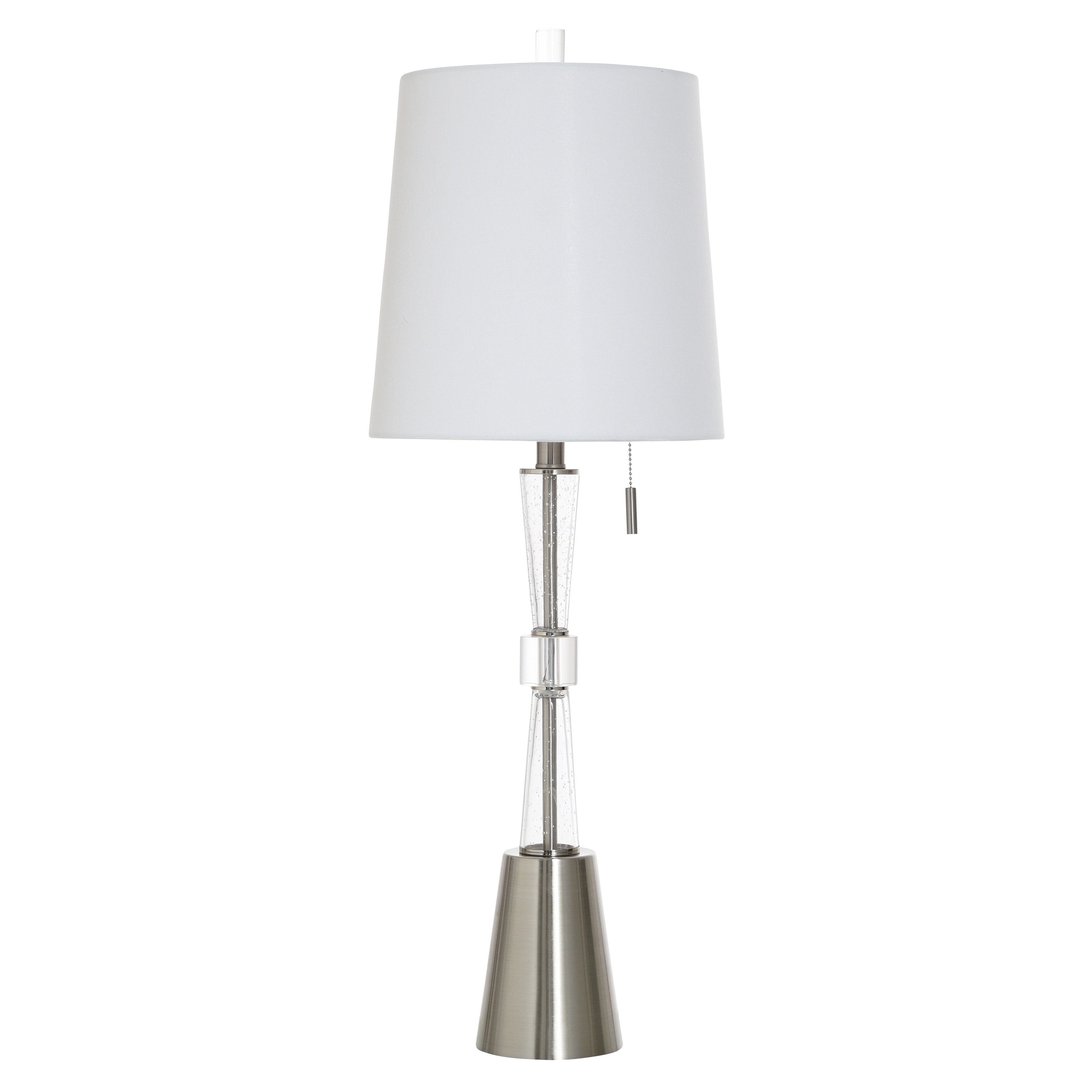 StyleCraft Glass Buffet Lamp - Clear Glass & Static Silver Finish - White Shade