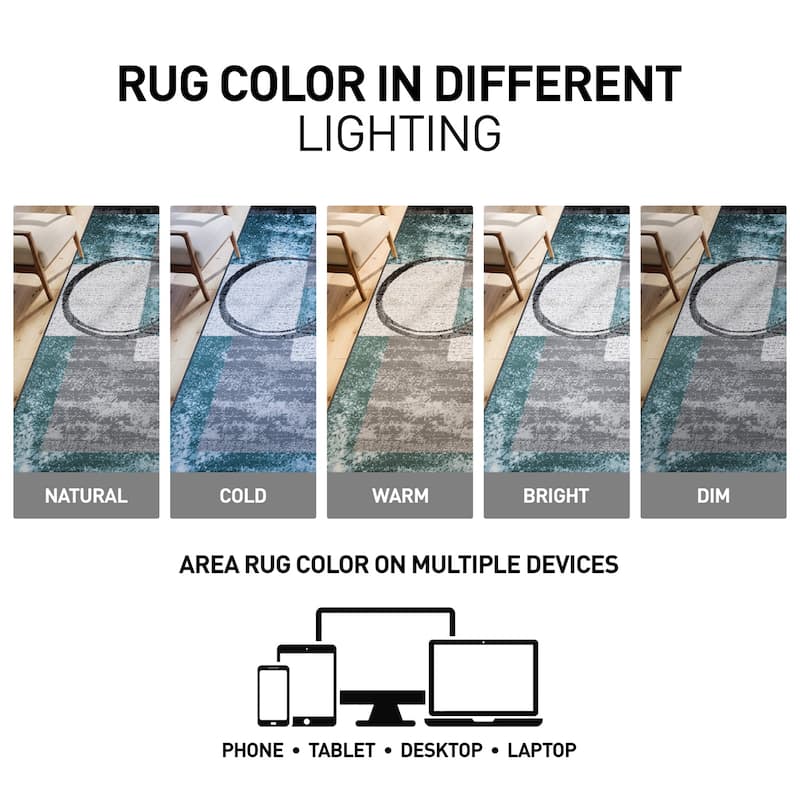 World Rug Gallery Abstract Polypropylene Machine-Made Circle Area Rug