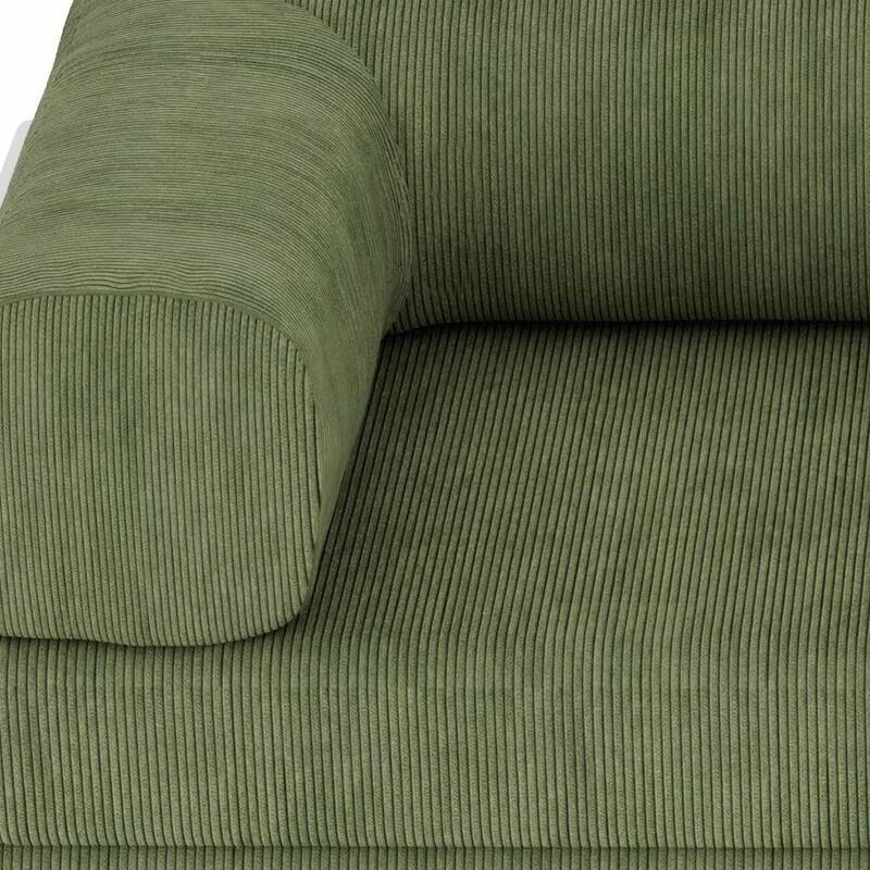 HomeRoots 82" Green Corduroy Modular Stainless Steel Sofa