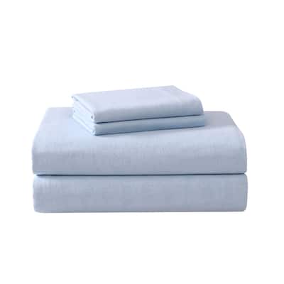 Laura Ashley Cotton Flannel Solid Deep Pocket Sheet Set