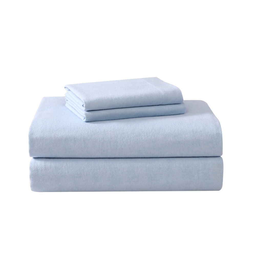 Laura Ashley Cotton Flannel Solid Deep Pocket Sheet Set