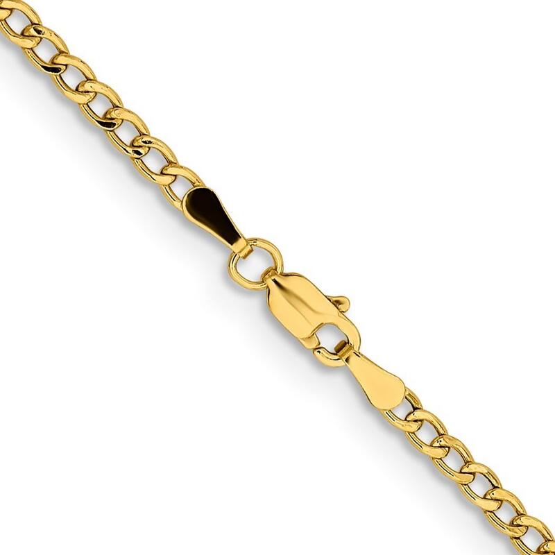 Curata 14k 2.85mm Semi-solid Curb Link Chain Bracelet - 7 Inch