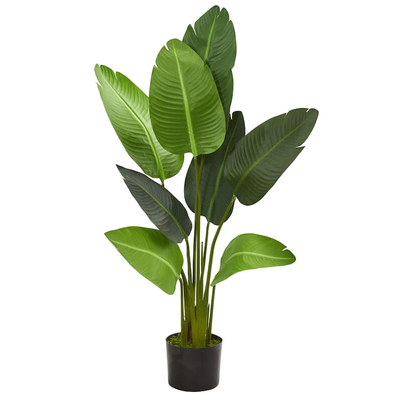 Artificial Palm Tree 4ft - Indoor Tropical Decor - Realistic Travelers Palm Plant for Home Office - 4ft.