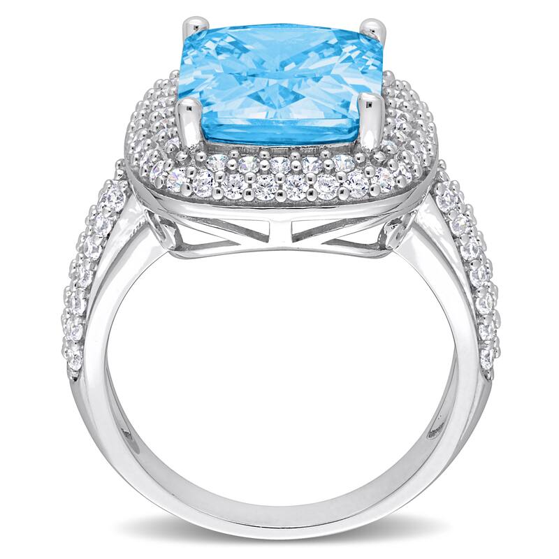 Miadora 13 5/8ct TGW Light Blue Pastel & White Cubic Zirconia Ring in Sterling Silver