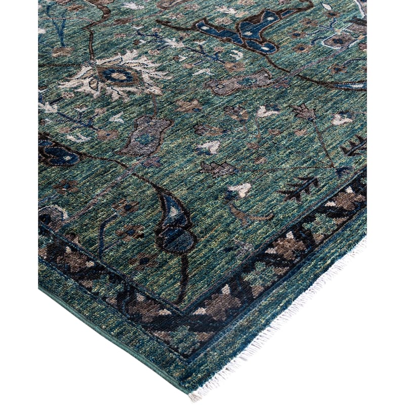 Serapi One-of-a-Kind Hand-Knotted Area Rug - Green - 9' 1" x 12' 0"