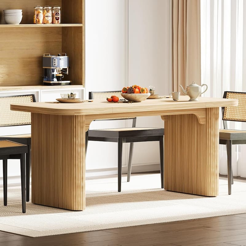 62-Inch Wood Dining Table for 4-6 People Modern Rectangular Kitchen Table for Dining Room Living Room