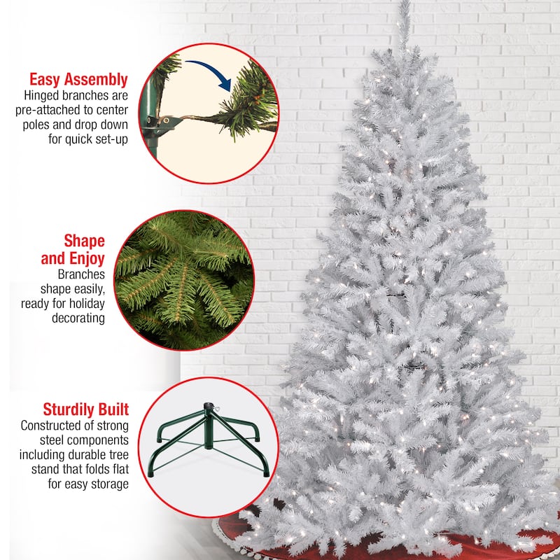 National Tree Company 7.5 ft. North Valley White Spruce Tree with Clear Lights - 7.5 Foot