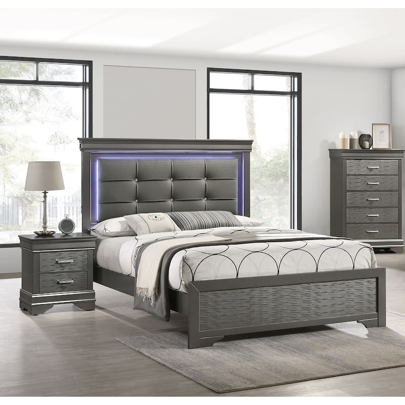 Modern Transitional Wooden Nightstand Bedside Table 2x Drawers Bedroom Furniture