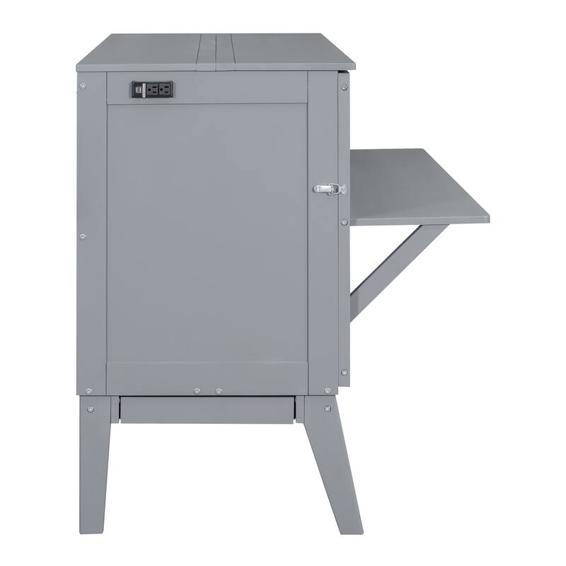 Murphy Bed Cabinet Bed with 2 Removable Shelves and USB Port-Queen, Grey