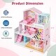 preview thumbnail 5 of 7, Kids Wooden Dollhouse Playset with 5 Simulated Rooms and 10 Pieces of Furniture-Pink - 23.5" x 10" x 27.5"