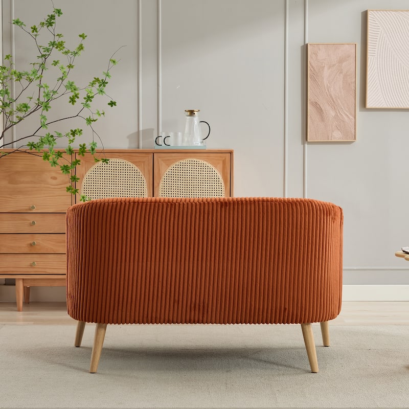 Homy Casa Modern Corduroy Loveseat Sofa, Corduroy, Wooden Legs, 2-Seat