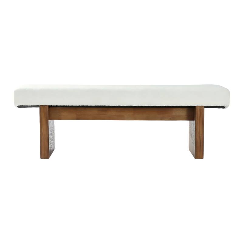 Solid Wood Upholstered Entryway Bench, Bedroom Bed End Foyer Accent Bench Dining Kitchen Bench for Living Room