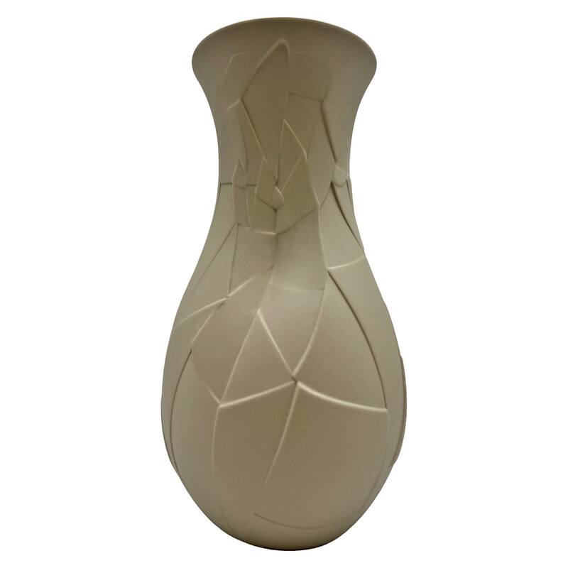 12 Inch Tall Ceramic Flower Vase - Beige