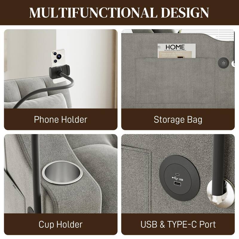 Ouyessir 3 in 1 Multi-Functional Convertible Single Sleeper Sofa Bed for Small Living Spaces