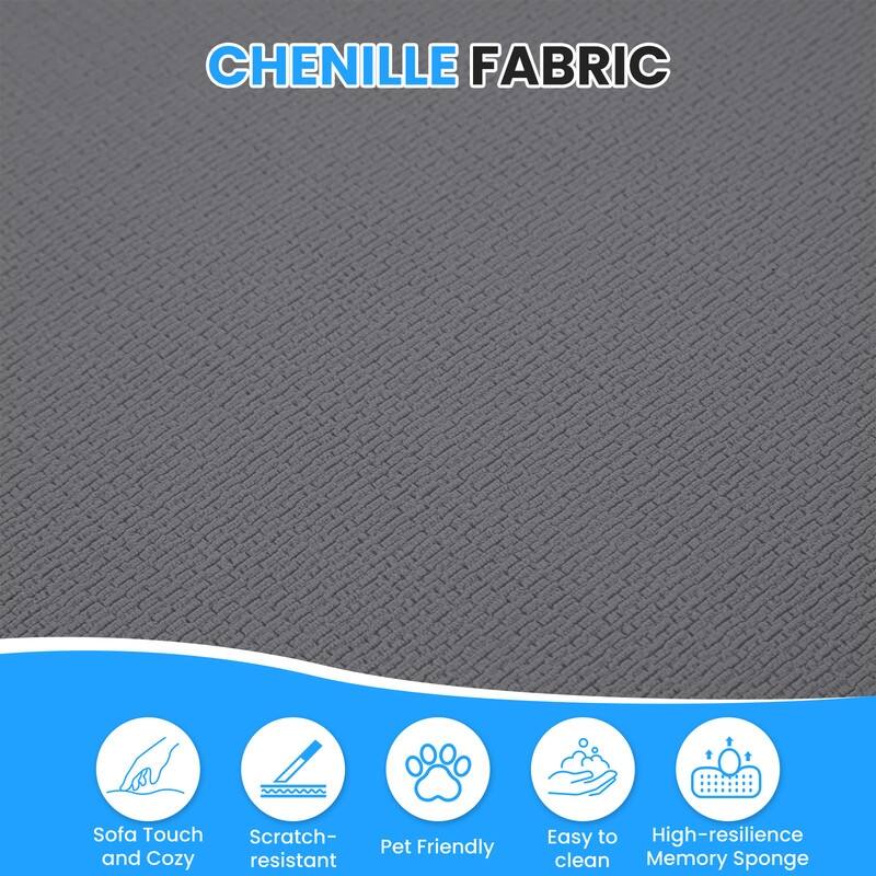 Mixoy 99 inch Chenille L Shape Sectional Sofa with Curved Chaise,Modern Cloud 3 Seater Sofa Couch - 99.2''*59.1''*26.4''