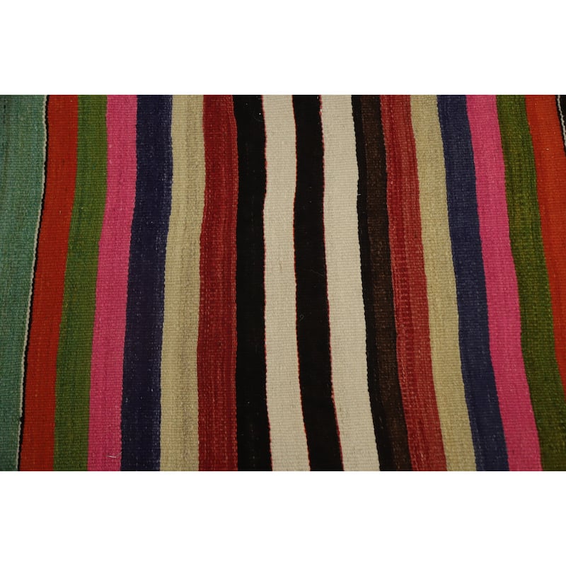 Hand Woven Oriental 100% Wool Carpet Southwestern Geometric Multi-Colored Kilim Area Rug - 9' 9'' X 6' 2''