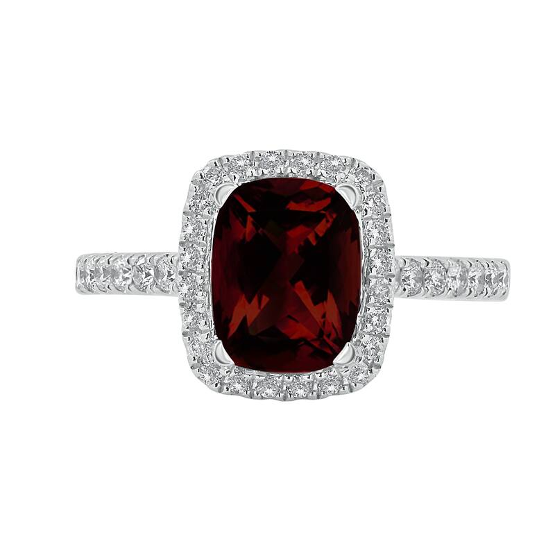 Auriya 1 7/8ct Cushion-cut Garnet and Halo Diamond Engagement Ring 3/8ctw 14k Gold