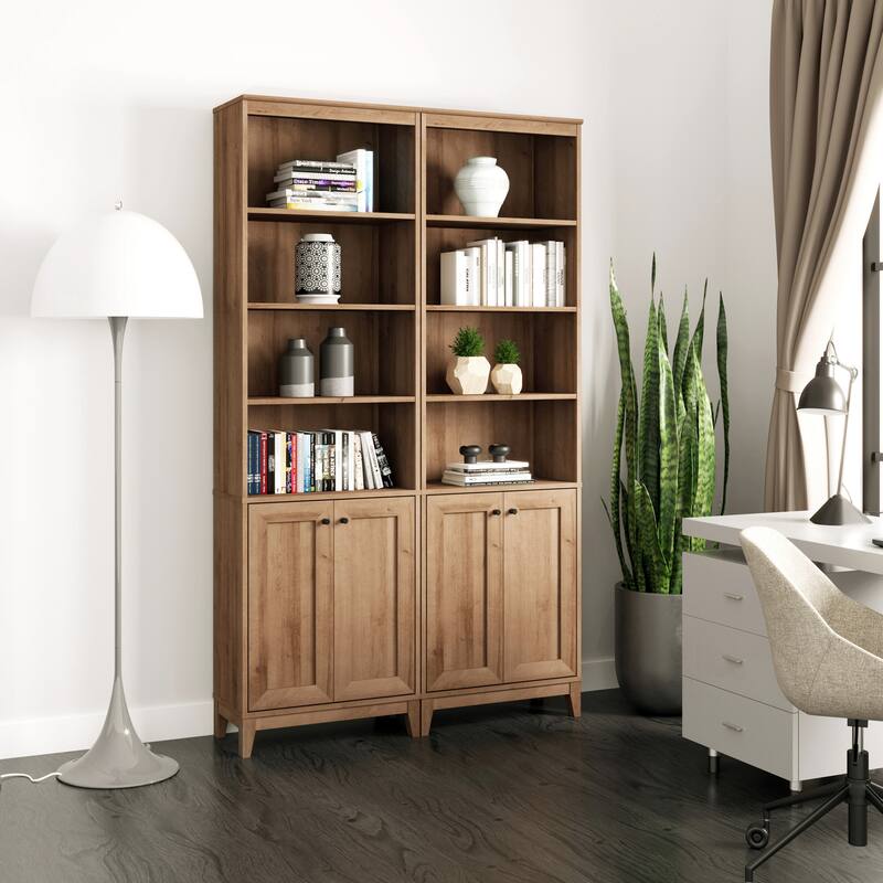Prepac Yaletown 79.5" H Bookcase, Extra Tall Bookshelf with 4 Shelves and 2 Doors, Accent Bookshelf for Living Room, Home Office