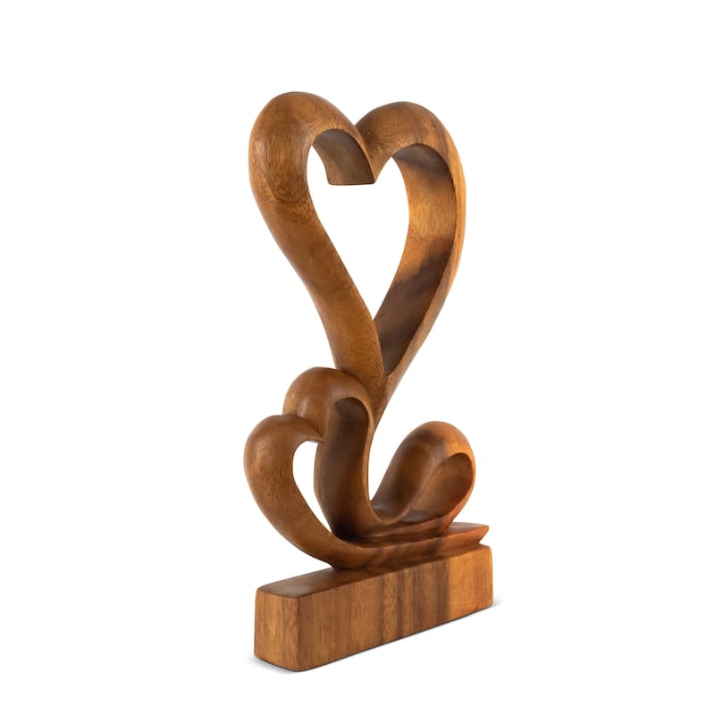 12" Wooden Handmade Abstract Sculpture Statue Handcrafted "Hearts Blossom" Gift Decorative Home Decor Figurine Accent Decoration