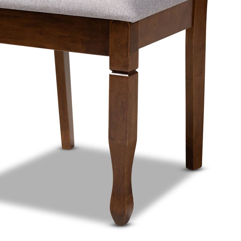 Modern 5-Piece Dining Set - Grey Fabric Chairs & Walnut Table