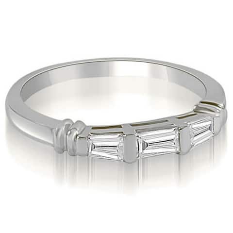 14K Gold 0.25 CT Antique 3-Stone Baguette Diamond Wedding Ring - White H-I