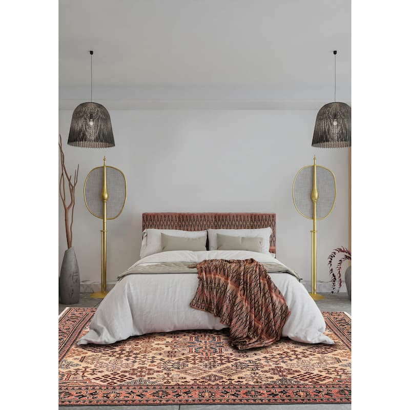 ECARPETGALLERY Hand-knotted Antalya Vintage Cream Wool Rug - 3'7 x 4'11